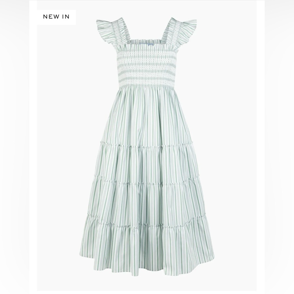 The Nap Hill House Dress in Green Apple Stripe
